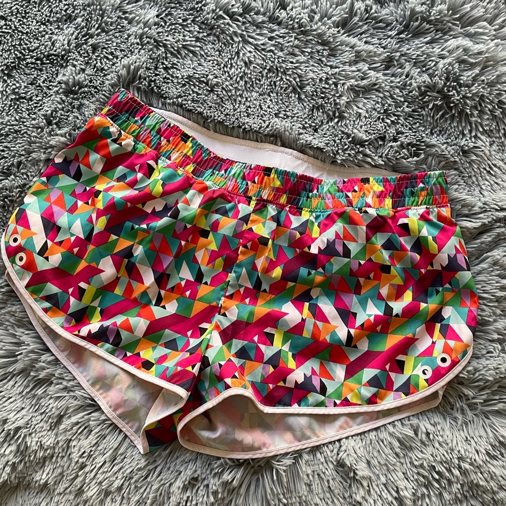 Colorful geometric print Fabletics shorts